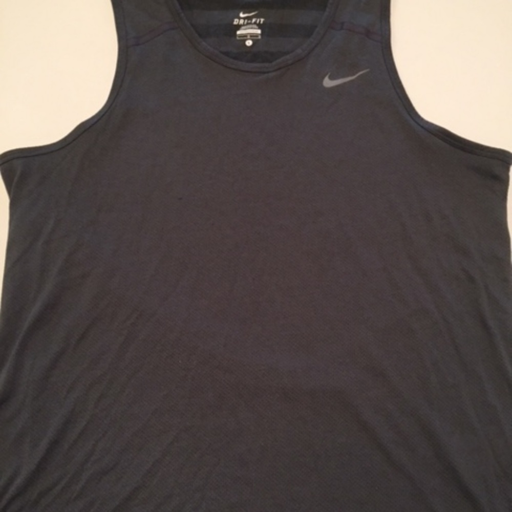 Nike Mens Tank top Grey Black Stripe Drifit L